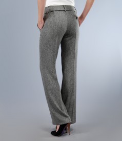 Pantaloni office din tweed cu buzunare