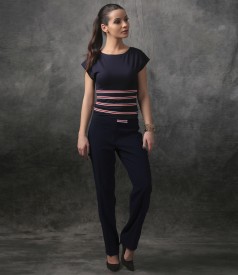 Bluza eleganta din jerse cu elastice in talie si pantaloni