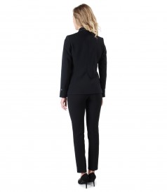 Costum dama office cu pantaloni si sacou din stofa elastica neagra