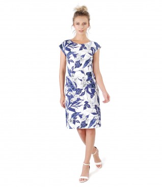 Rochie din jerse imprimat cu motive florale