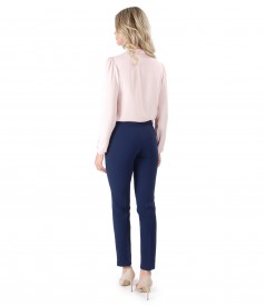 Bluza cu guler tip esarfa si pantaloni pana