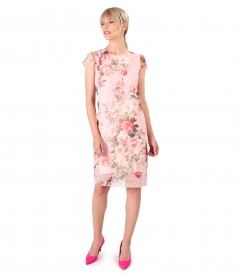 Rochie midi din voal imprimat cu motive florale