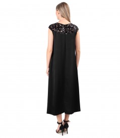 Rochie midi cu platca din dantela cu paiete