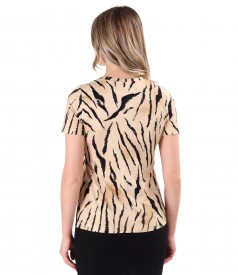 Bluza din jerse elastic cu animal print