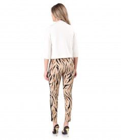 Pantaloni pana cu animal print si bolero din stofa elastica