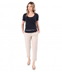 Bluza din jerse cu rips in talie si pantaloni din bumbac elastic