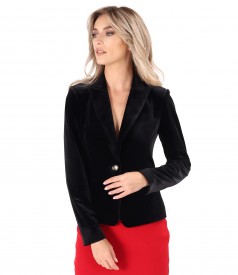 Sacou din catifea elastica neagra