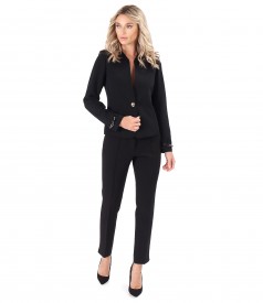 Costum dama office cu sacou si pantaloni din stofa elstica cu viscoza