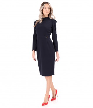 Rochie office din stofa elastica cu maneci lungi