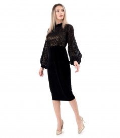 Rochie midi de cocktail cu fusta din catifea