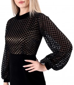 Rochie midi de cocktail cu fusta din catifea