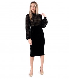 Rochie midi de cocktail cu fusta din catifea