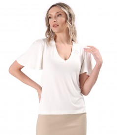 Bluza eleganta din jerse elastic cu maneci ample