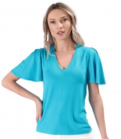 Bluza eleganta din jerse elastic cu maneci ample