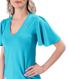 Bluza eleganta din jerse elastic cu maneci ample