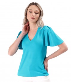 Bluza eleganta din jerse elastic cu maneci ample