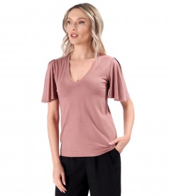 Bluza eleganta din jerse elastic cu maneci ample