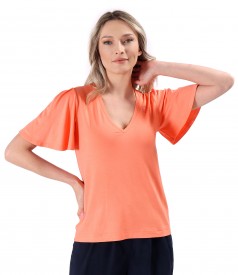 Bluza eleganta din jerse elastic cu maneci ample