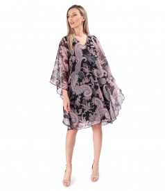 Rochie fluture din voa finl imprimat cu motive paisley