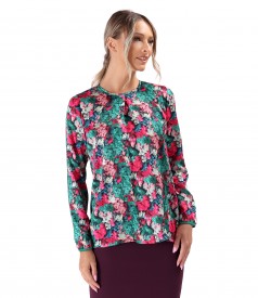 Bluza lejera din satin imprimat cu motive florale