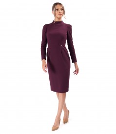 Rochie office din stofa elastica cu maneci lungi