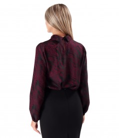 Bluza eleganta din jacquard satinat de viscoza imprimata cu motive geometrice