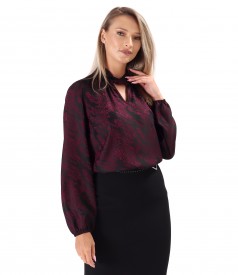 Bluza eleganta din jacquard satinat de viscoza imprimata cu motive geometrice