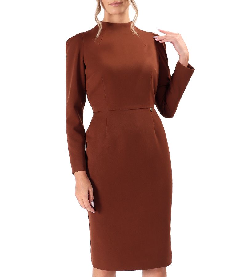 Rochie office din stofa elastica cu maneci lungi