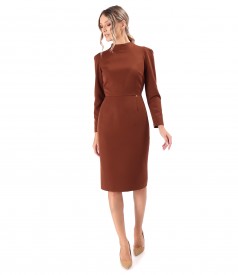 Rochie office din stofa elastica cu maneci lungi