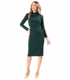 Rochie office din stofa elastica cu maneci lungi