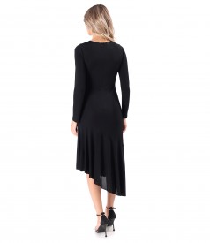 Rochie midi cu volan asimetric din viscoza