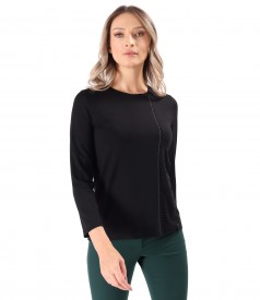 Bluza eleganta din jerse elastic cu cusatura decorativa pe fata