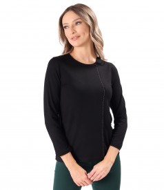 Bluza eleganta din jerse elastic cu cusatura decorativa pe fata