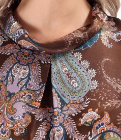 Bluza din matase naturala imprimata digital cu motive paisley