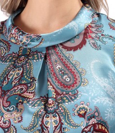 Bluza din matase naturala imprimata digital cu motive paisley