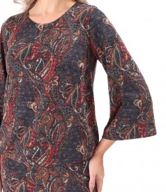 Rochie eleganta din jerse elastic gros imprimat cu motive paisley