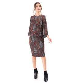 Rochie eleganta din jerse elastic gros imprimat cu motive paisley