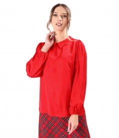 Bluza cu maneci lungi din satin de viscoza