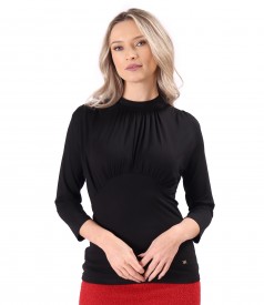 Bluza eleganta din jerse incretita la decolteu