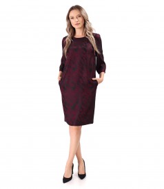 Rochie lejera cu fata din jacquard satinat de viscoza cu motive geometrice