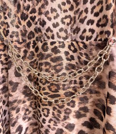 Rochie midi din voal cu animal print si fir de lurex