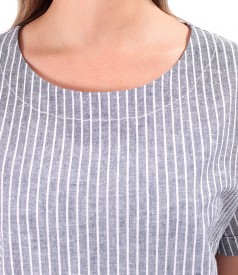 Bluza lejera din in cu bumbac imprimata cu dungi