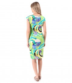 Rochie din jerse elastic imprimat