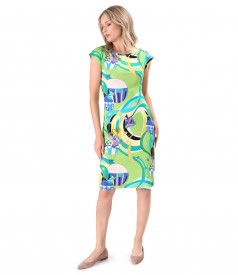 Rochie din jerse elastic imprimat