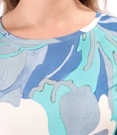 Rochie din jerse elastic imprimat cu motive florale