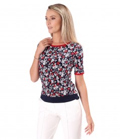 Bluza din jerse elastic imprimat in relief
