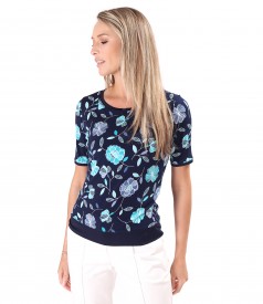 Bluza din jerse elastic imprimat in relief