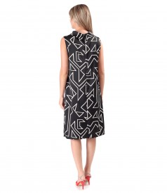 Rochie lejera din satin imprimat cu motige geometrice