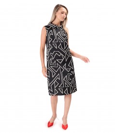 Rochie lejera din satin imprimat cu motige geometrice