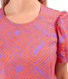 Rochie midi lejera imprimata cu motive geometrice